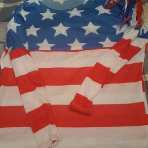 NWOT American flag long sleeve shirt size M